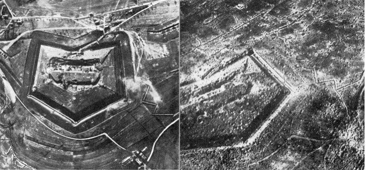 Fort Douaumont before and after Verdun battle