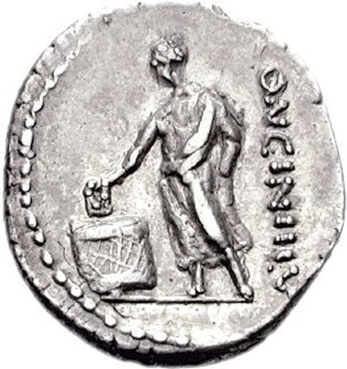 Coin showing Ancient Roman voter 