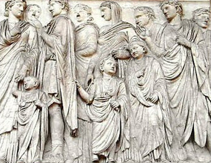 Relief showing Ancient Roman families 