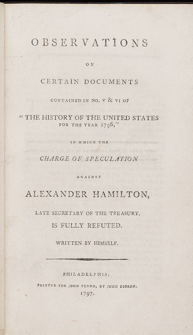 Alexander Hamilton's refutation of his affair