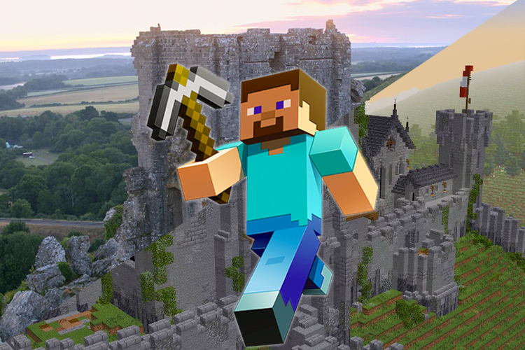 Explore ruins of Corfe Castle in Minecraft