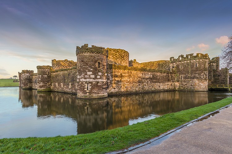 Ruins of Beaumaris Castle walls